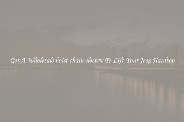 Get A Wholesale hoist chain electric To Lift Your Jeep Hardtop