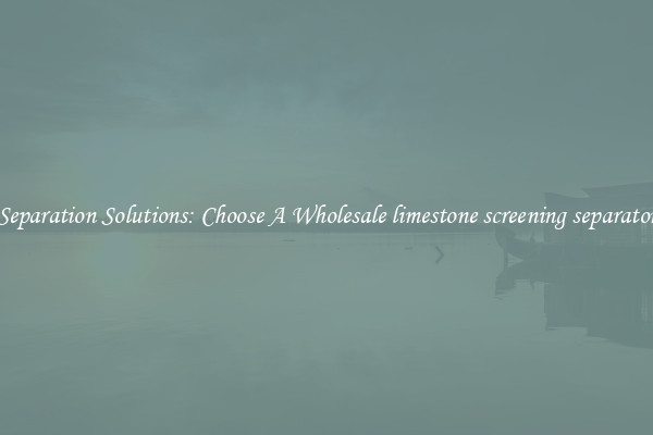 Separation Solutions: Choose A Wholesale limestone screening separator